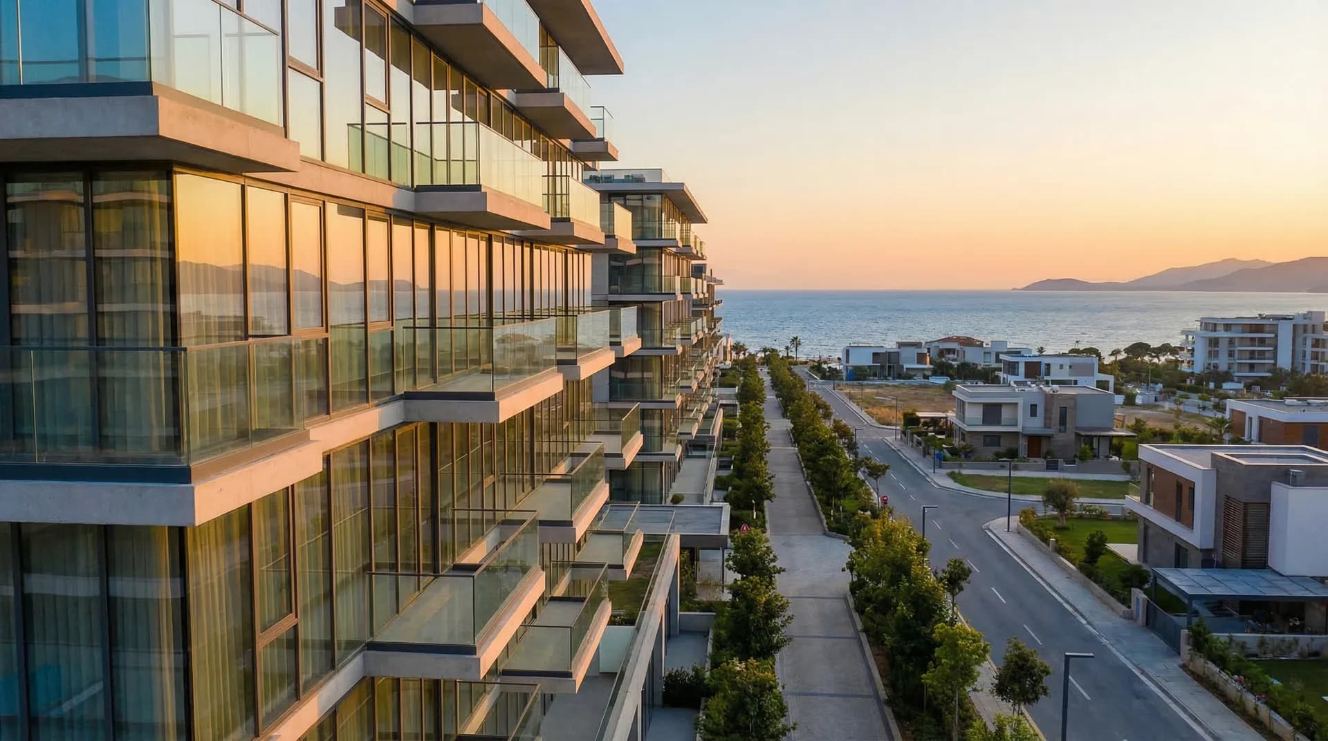 Antalya property — modern apartment building with mountain view in Konyaaltı, Lara, or Altıntaş neighborhoods